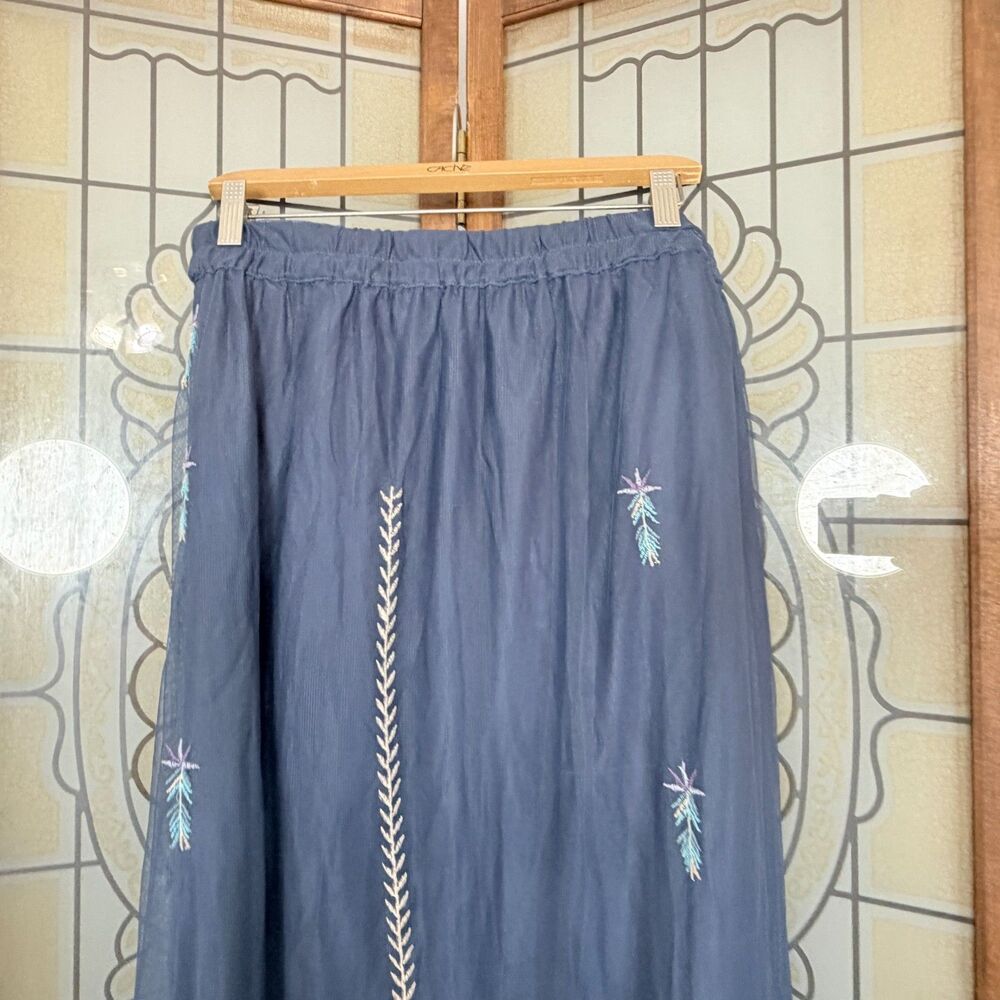 Boho Embroidered Mesh Maxi Skirt Cottagecore Festival Hippy Artsy NWT Size S/M - Picture 6 of 13